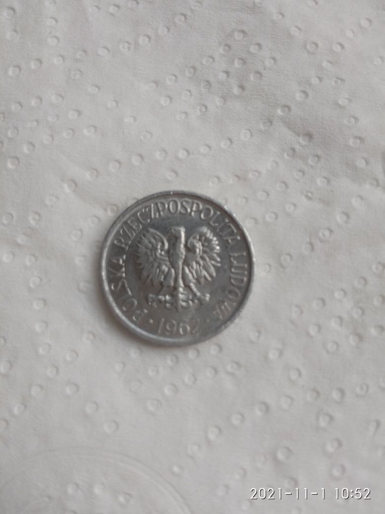 Moneta 5 groszy z 1962 r bez znaku mennicy.