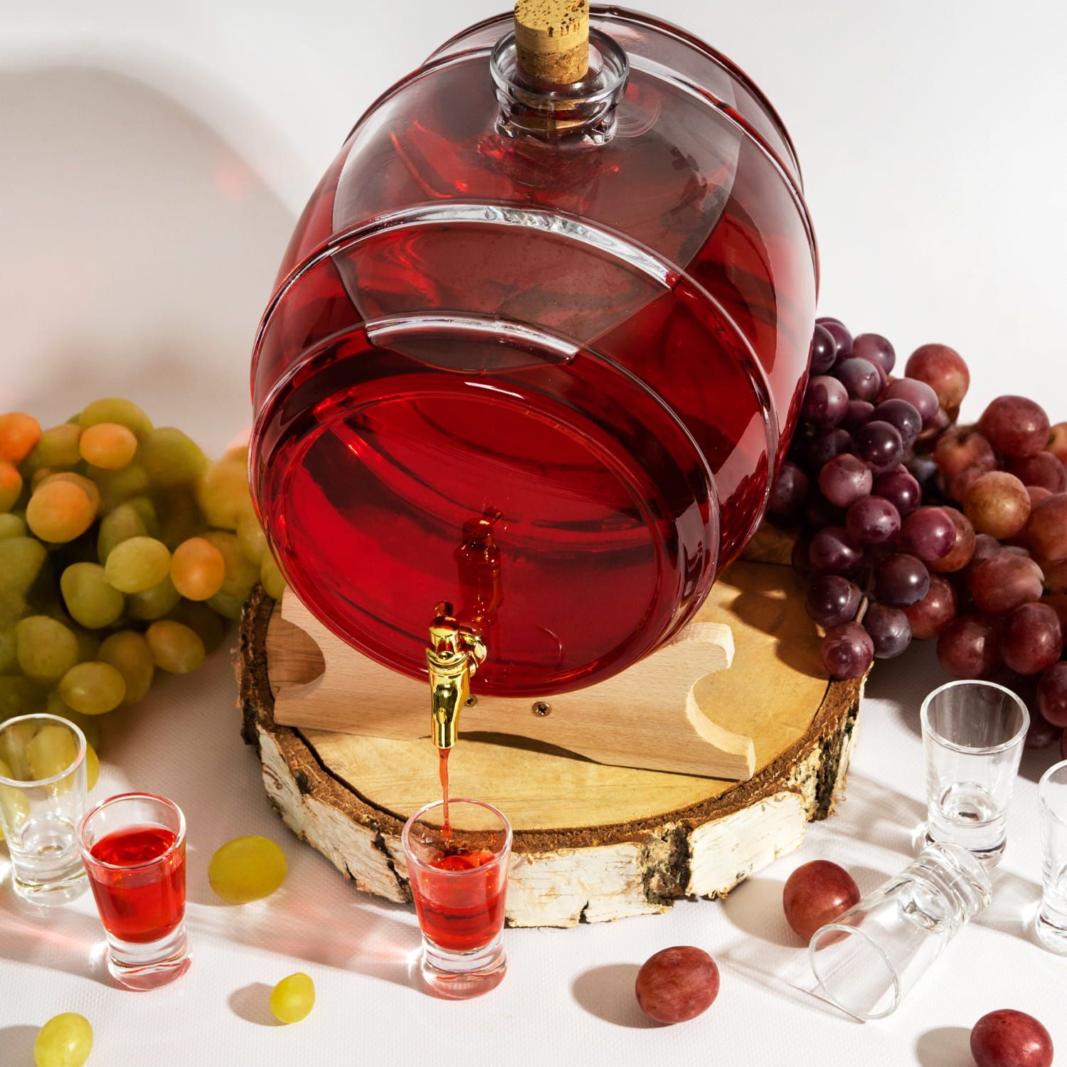 BECZKA szklana beczułka 5 L + stojak na bimber, whisky, alkohol napoje