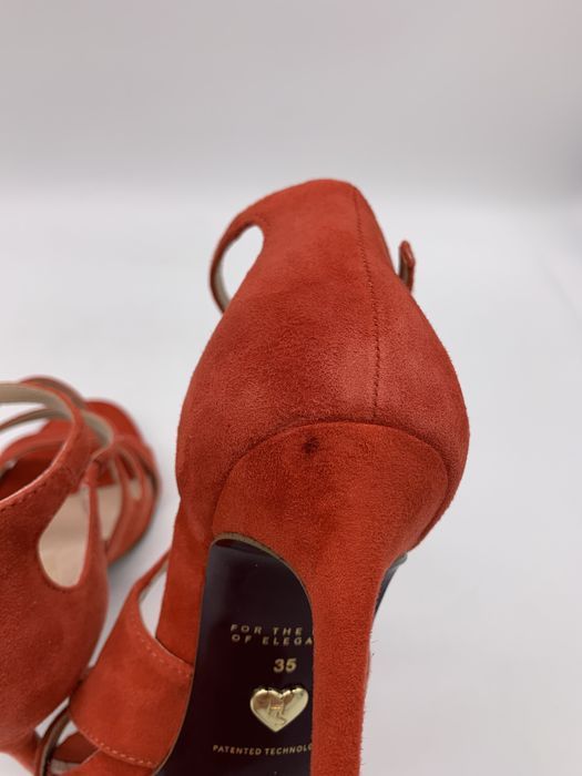 Buty damskie sandały na szpilce czerwone skórzane Tamaris rozmiar 35