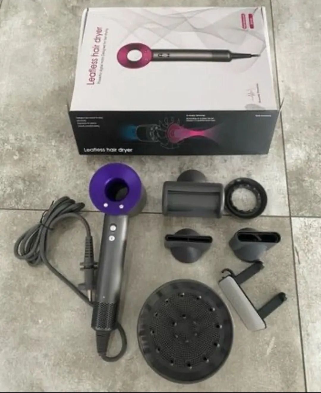 Suszarka do włosów a'la Dyson 5 końcówek fioletowa nowa okazja