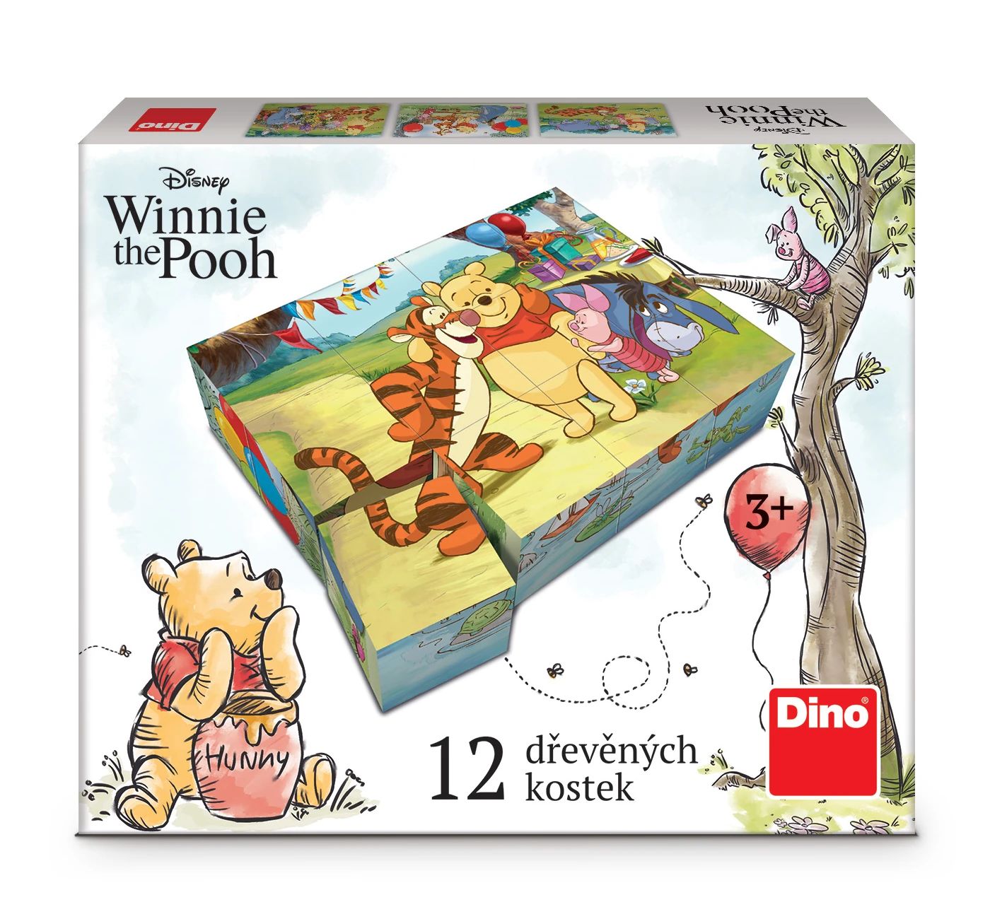 Drewniane klocki puzzle Kubuś Puchatek 12 elementów Dla dzieci 3+