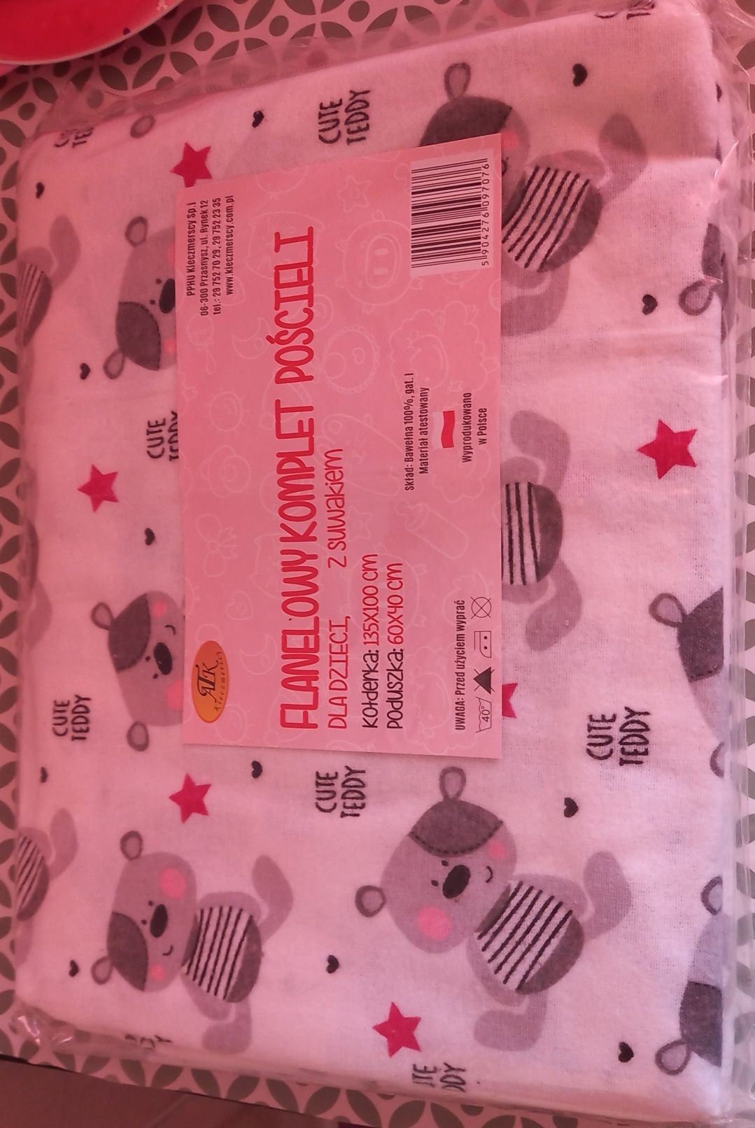 Nowy sliczny flanelowy komplet pościeli dla dzieci unisex 135 x 100 cm
