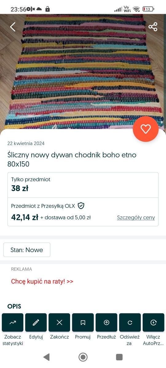 Zestaw 2 sztuk nowe chodnik boho etno