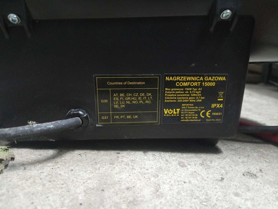 Nagrzewnica dmuchawa gazowa 15kW wąż + reduktor VOLT POLSKA -Używana