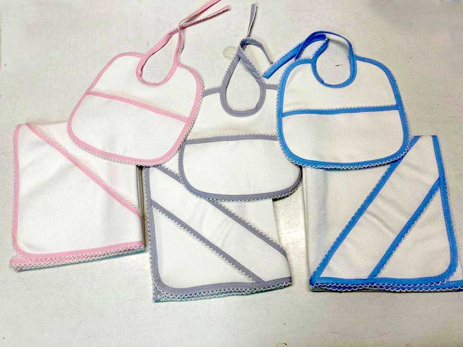 fralda + babete para bordar (pack 3 unidades) novos