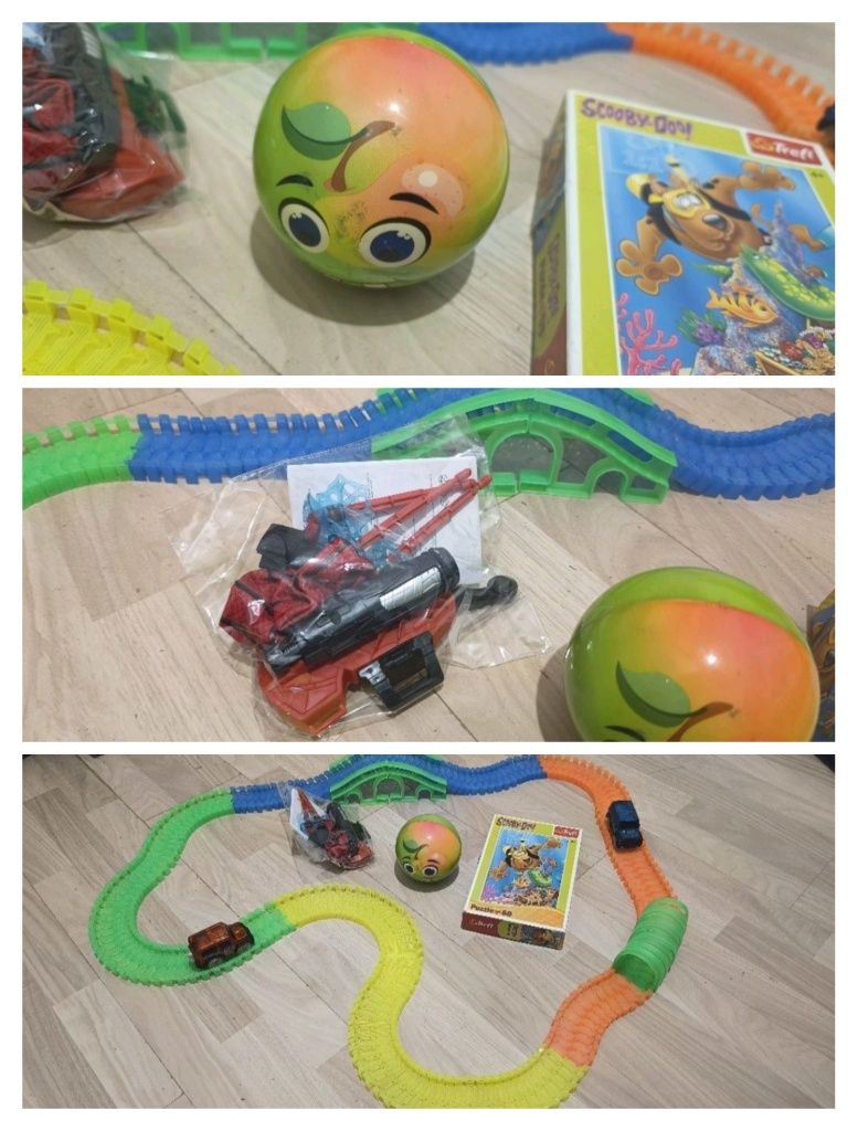 Zestaw zabawek, gry, piłka, puzzle,tor,ZINGS i inne...