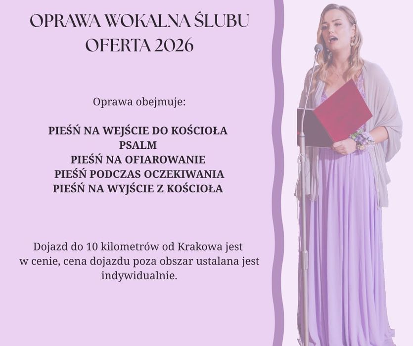 Oprawa muzyczna ślubu, śpiew na ślubie i uroczystościach KRAKÓW,TARNÓW
