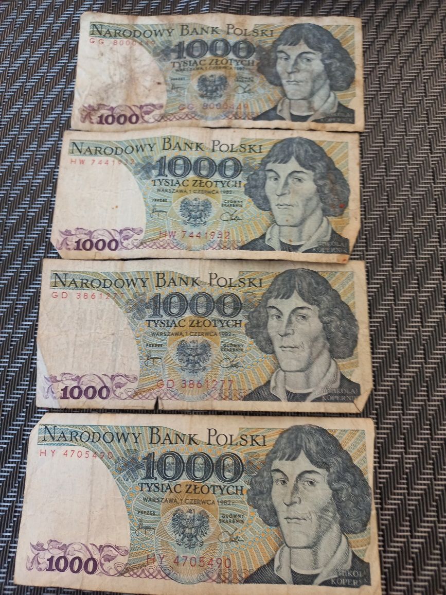 Banknoty 1000 zł z prl z 1982 r.