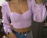 Top elegante lilás