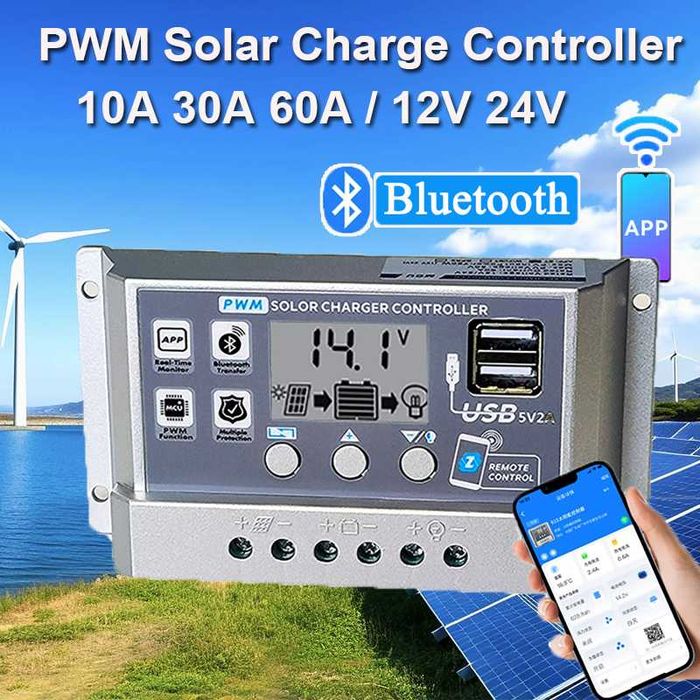 Controlador de carga solar pwm, wi-fi,
bluetooth