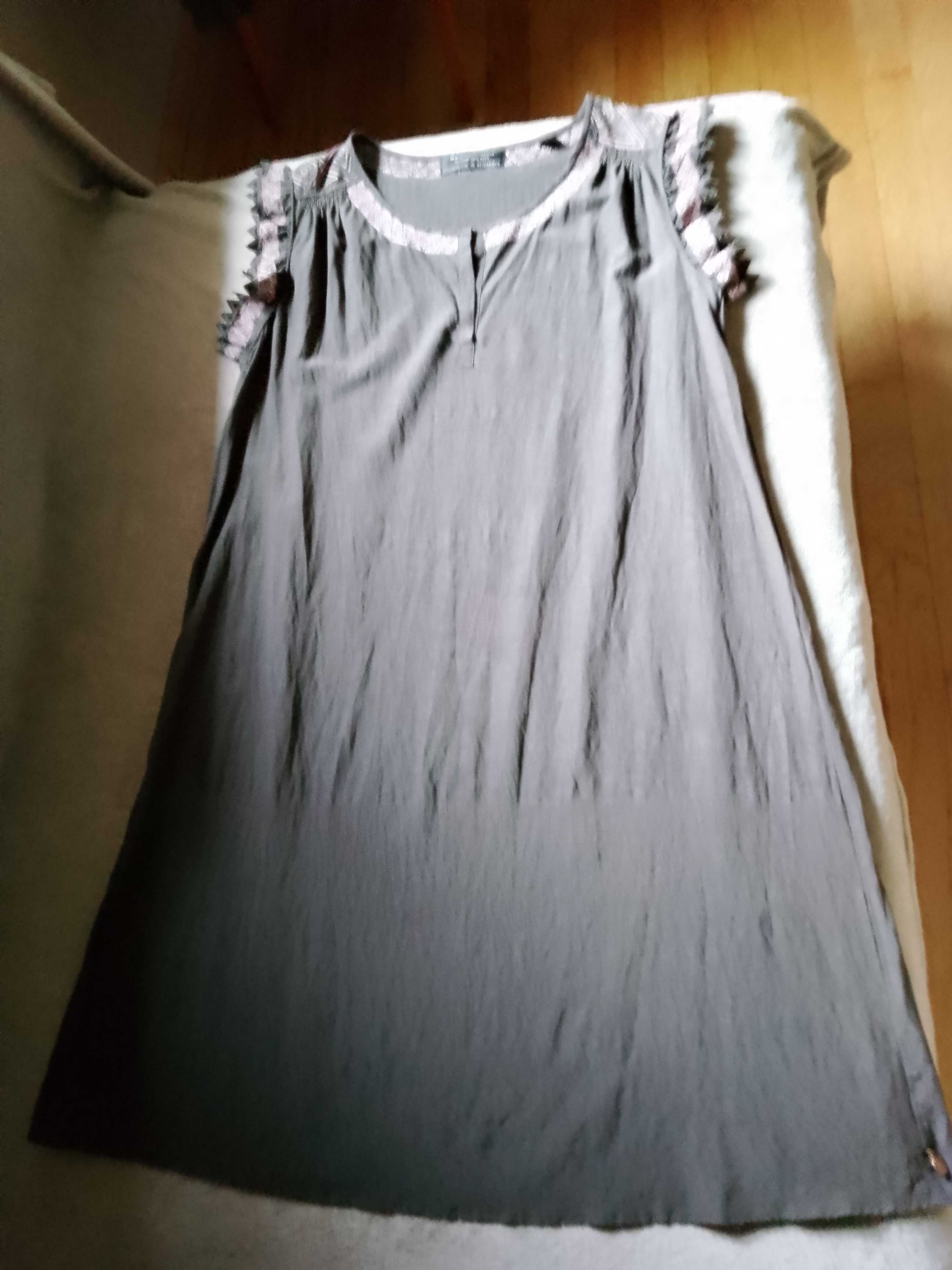 MAISON SCOTCH La femme selon Marie M 38 JEDWAB szary/brąz sukienka