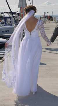Suknia ślubna z długim rękawem - rozmiar M