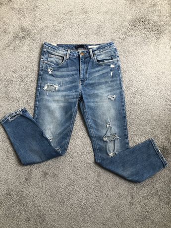 Zara spodnie jeans z przetarciami rozmiar 38 boyfriend