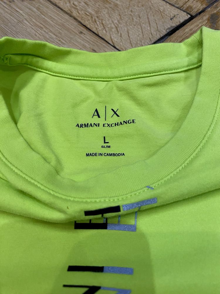 Чоловіча футболка Armani Exchange, салатова, нова, M-L, оригінал