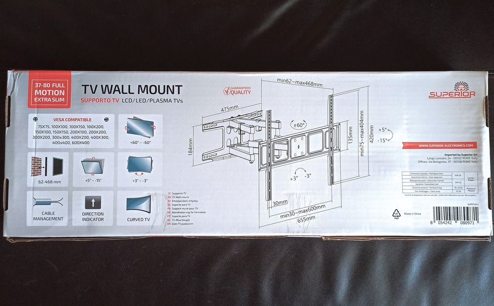 Suporte de parede Fixos/Tilt e Full Motion para TV / Monitores LCD Led