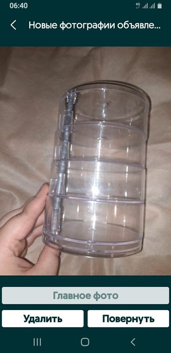 Шкатулка акриловая органайзер 4 секции прозрачная