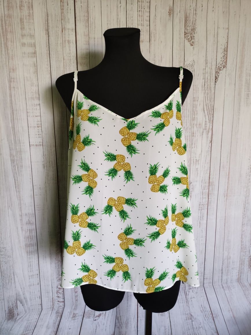 Letnia bluzka w ananasy plus size summer hit plus size 48 4XL