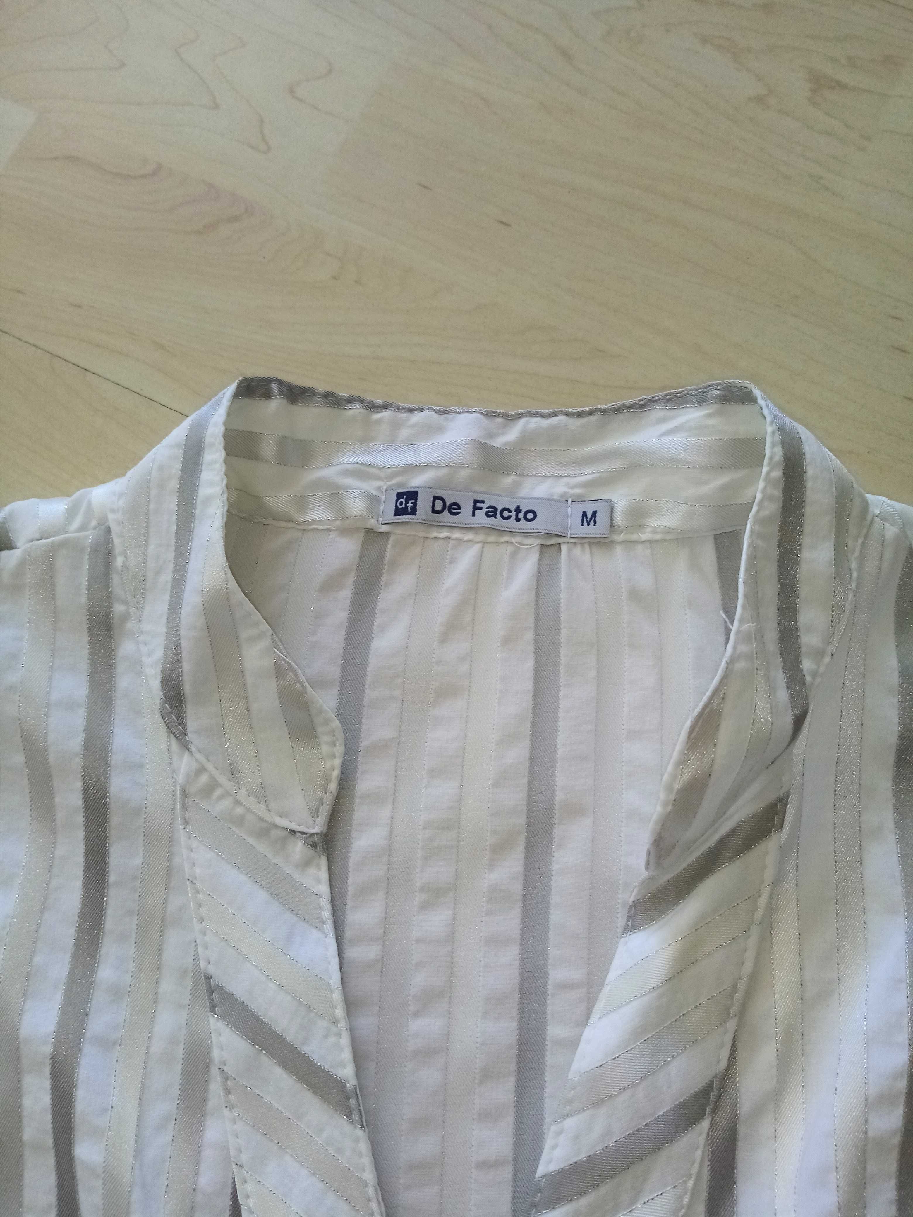 Śliczna bluzka, koszula, de Facto, ecru/biel, w paski, r.38/ M
