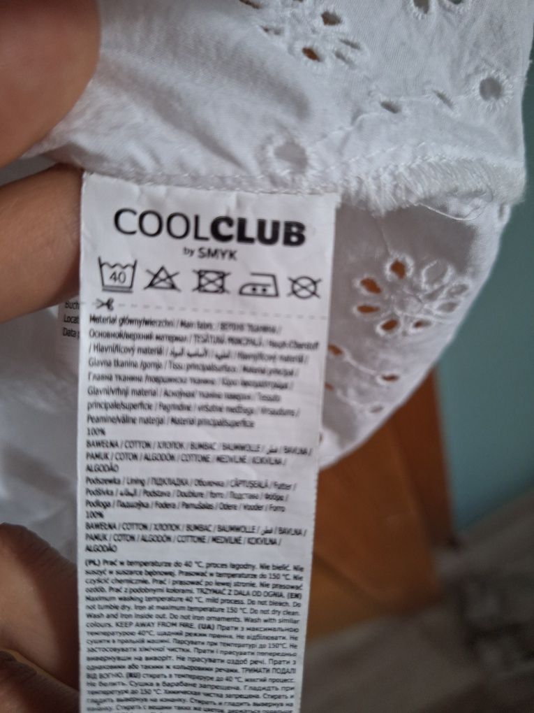 Śnieżnobiała biała sukienka 152 Smyk Cool Club