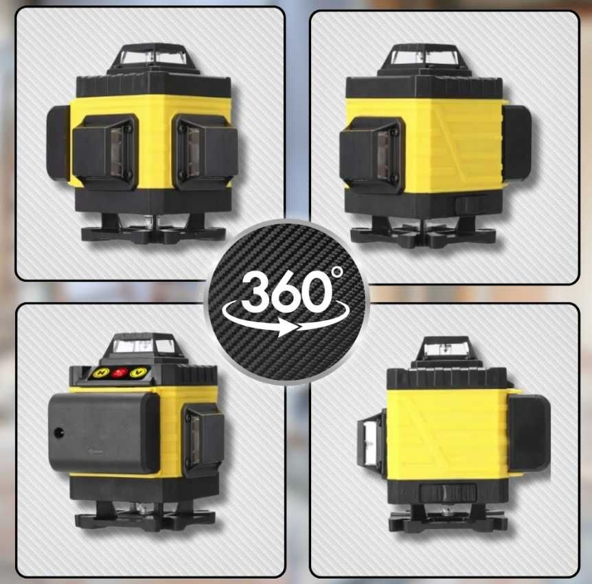 Poziomica Laserowa 4D Linii Krzyżowa 360 Zestaw Laser Statyw Bateria