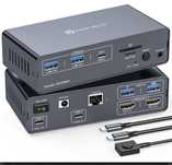 Док-станція USB C з KVM-перемикачем 2 монітори 2 комп'ютери 4K60Hz