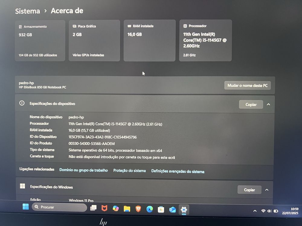 Portatil HP 850 G8 16GB RAM SSD 1T