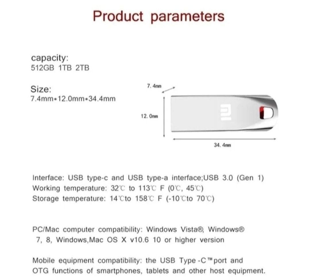 Xiaomi 2ТБ флеш-накопитель USB