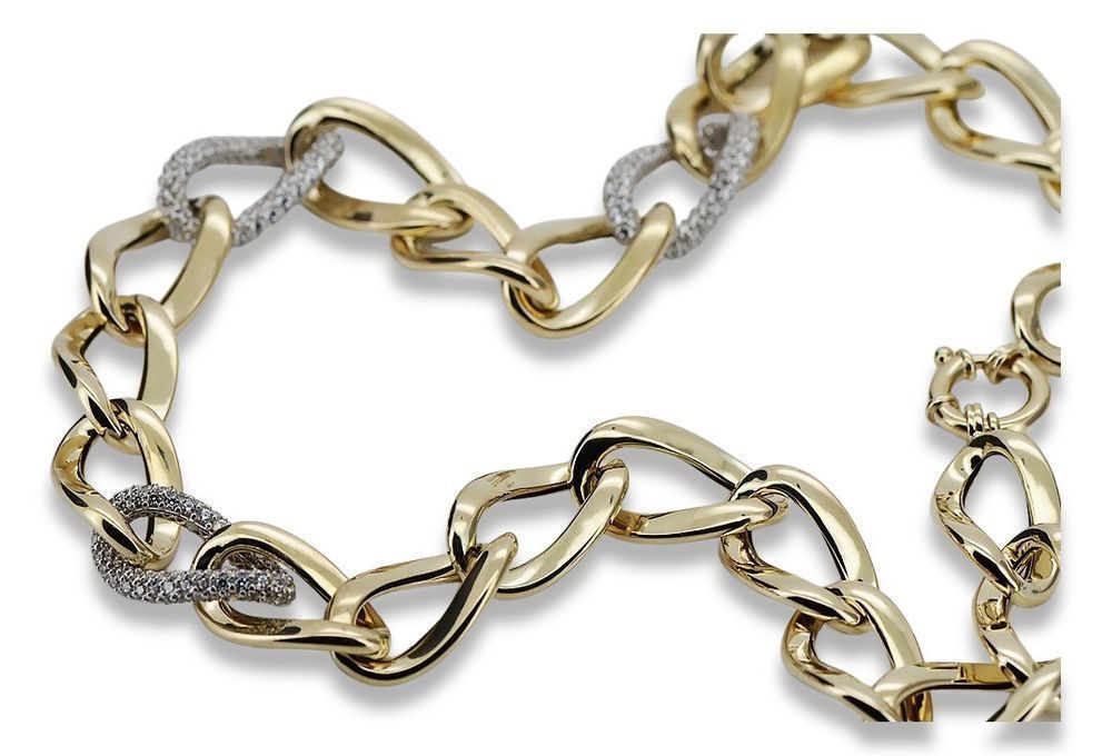 Złoty łańcuszek 14k 585 żółete białe złoto Fantazy cfc007yw 50cm