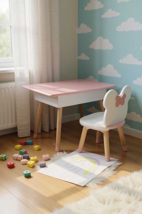 Столик дитячий з шухлядою стільчик в дитячу