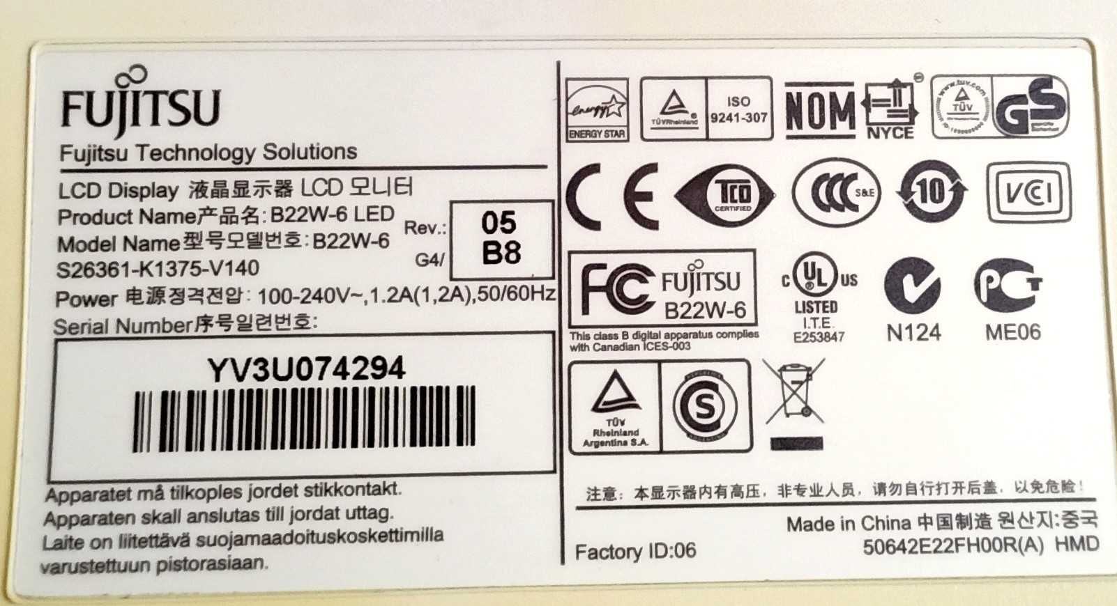Fujitsu B22W-6 LED  - 22 cale