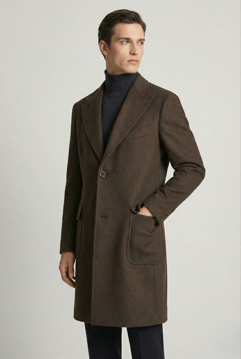 Класичне чоловіче пальто «Yarmich» коричниве двобортне