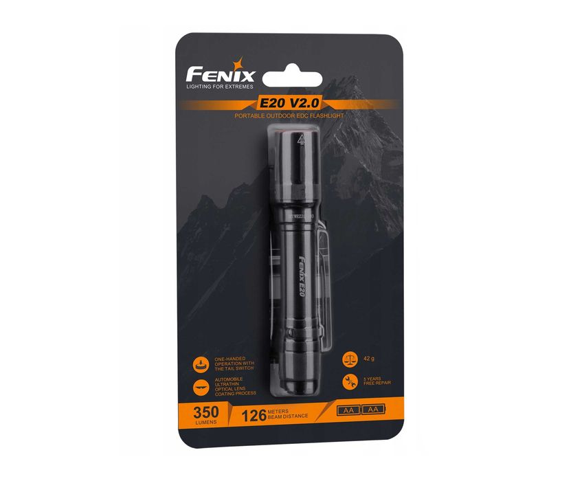 Fenix E20 V2.0 Ліхтар Ручний (350 Люмен 126 Метрів) ГАРАНТІЯ 5 РОКІВ!
