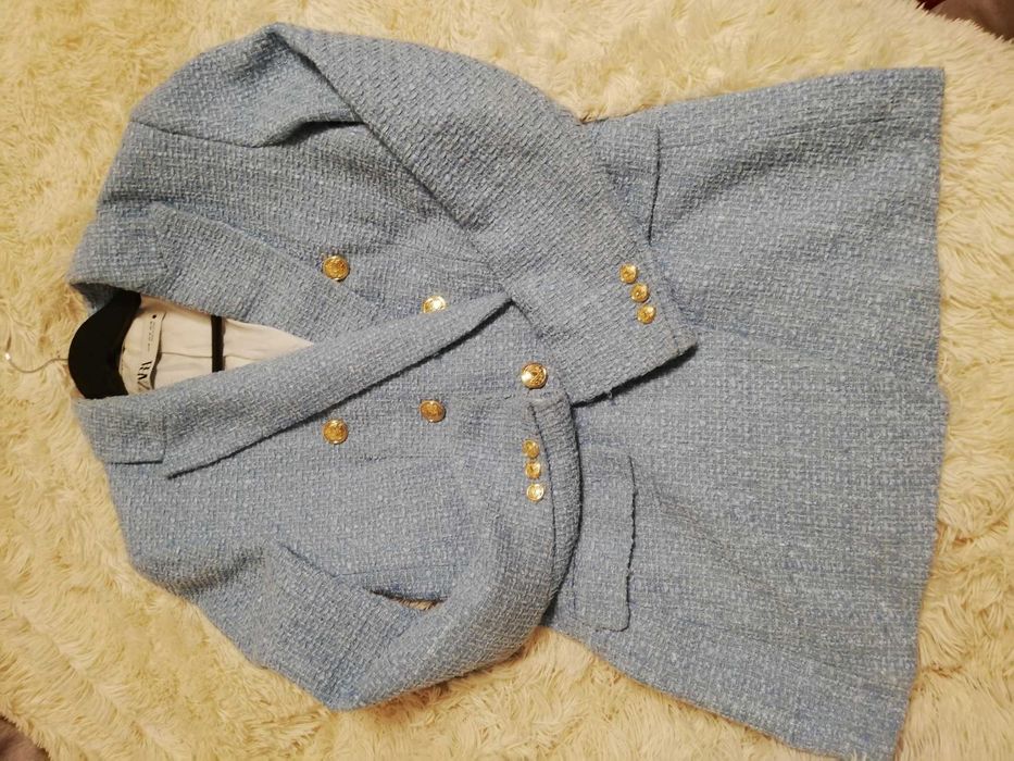 marynarka Zara M 38 tweedowa marynarka Zara M 38 niebieska