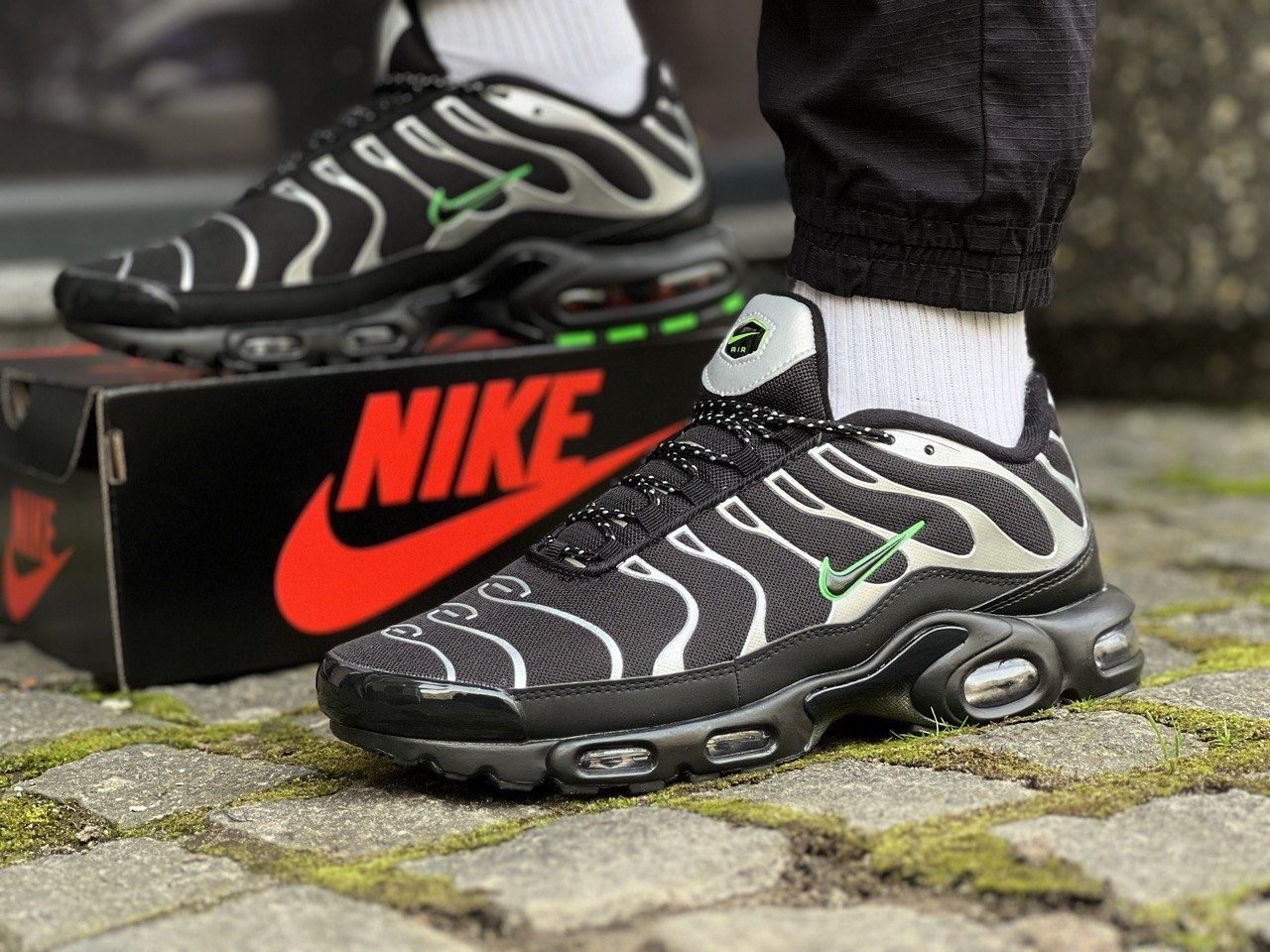 ТОП ПРОДАЖ! Air Max Plus TN Black Silver Green 41 42 44 45