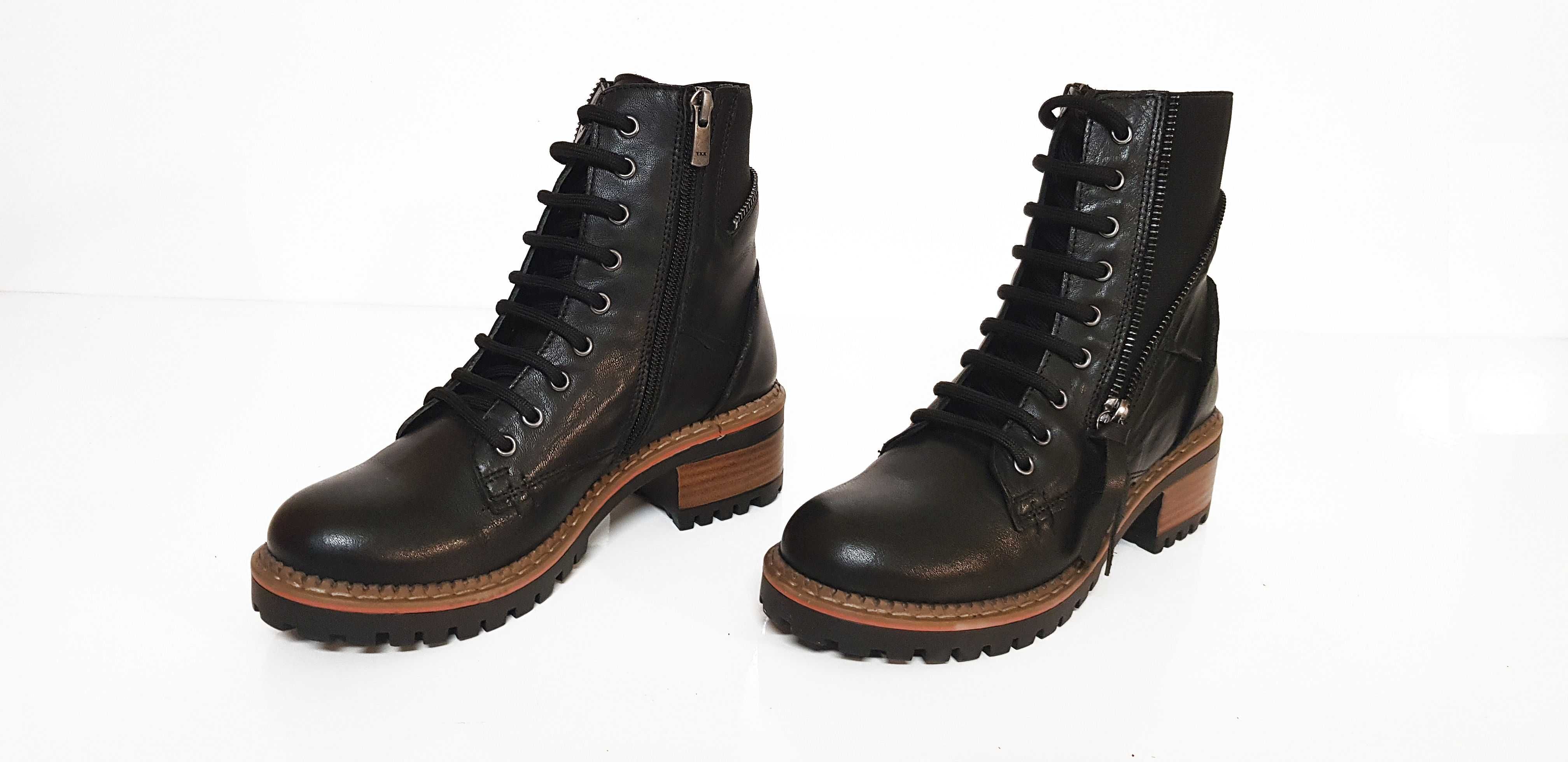 Botki damskie workery MANITU 960338/01 skóra czarne r. 36,37,38,39,40