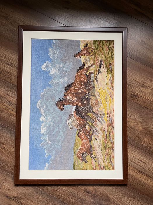 oprawiony wyszywany obraz