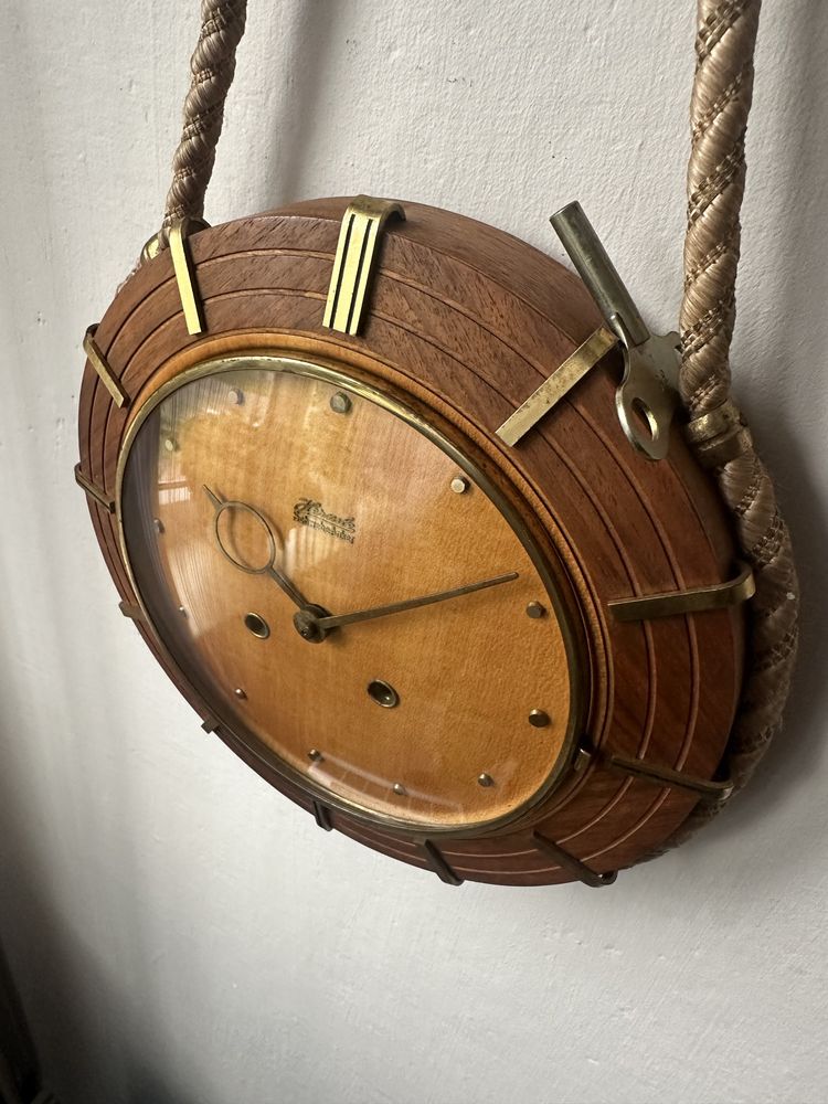 stary wiszący zegar Hermle marynistyczny okrętowy statek