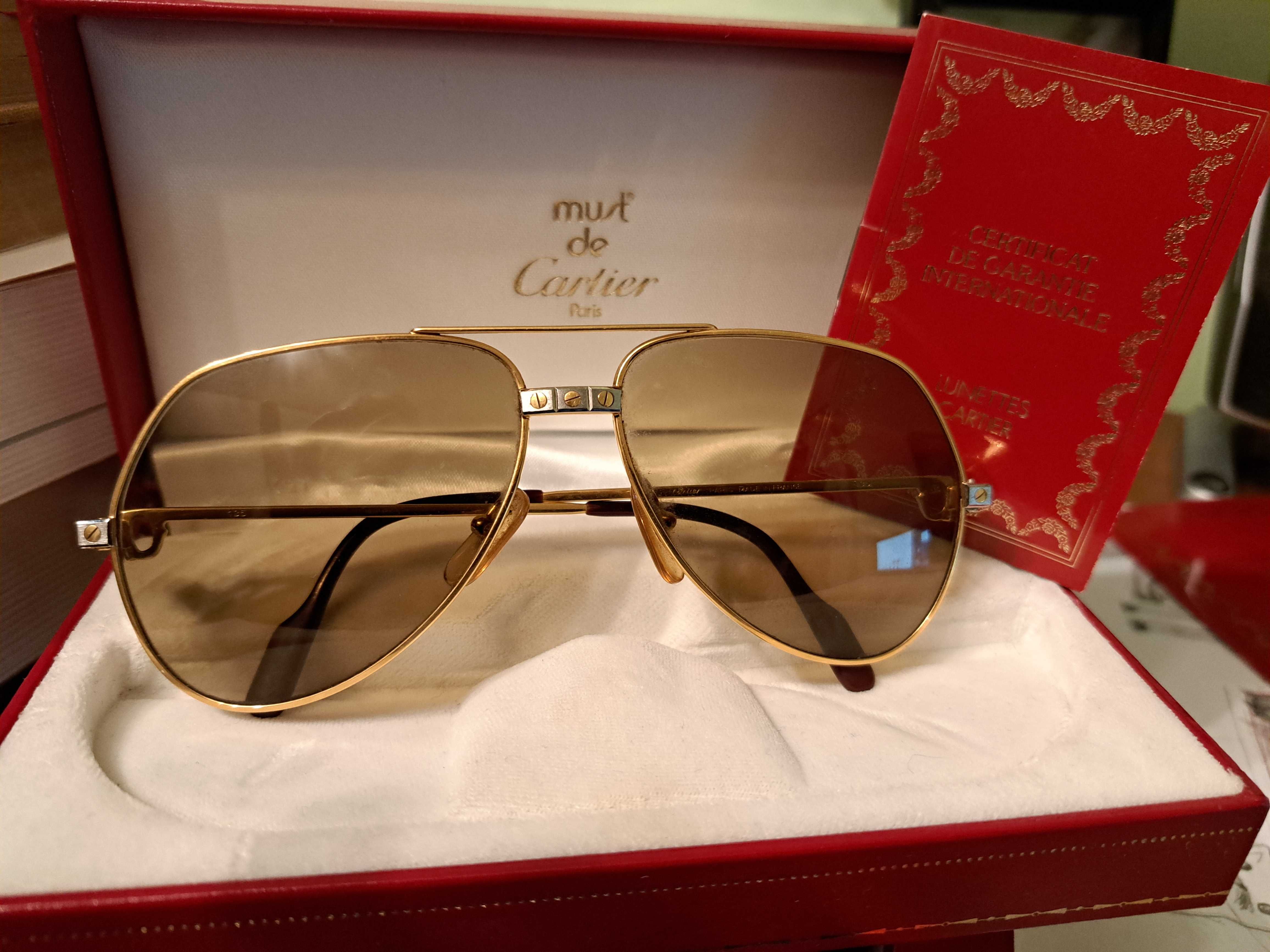 Cartier - unikatowe okulary złocone 22K Vendome Santos Vintage 1983 r.
