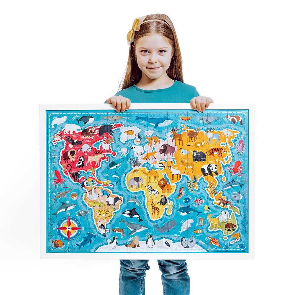 CZUCZU PUZZLOVE ZWIERZĘTA mapa świata 60 elementów puzzle