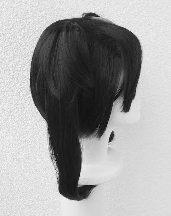 Krótka czarna peruka z kitkami Marnie Pokemon cosplay czarny wig