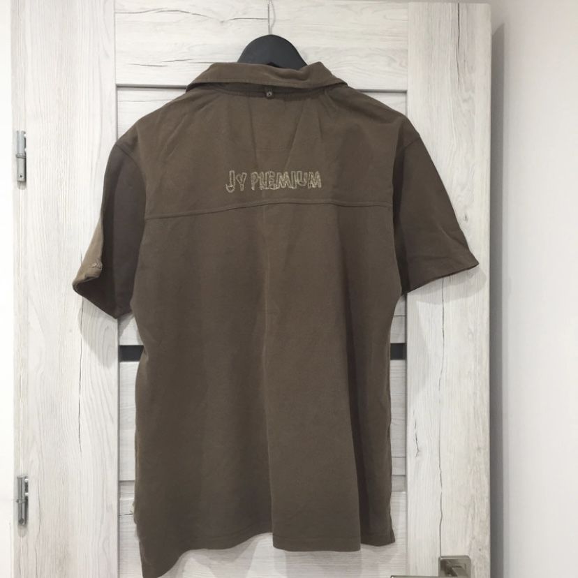 Męski Brązowy t-shirt polo z kieszonką vintage rozmiar L XL