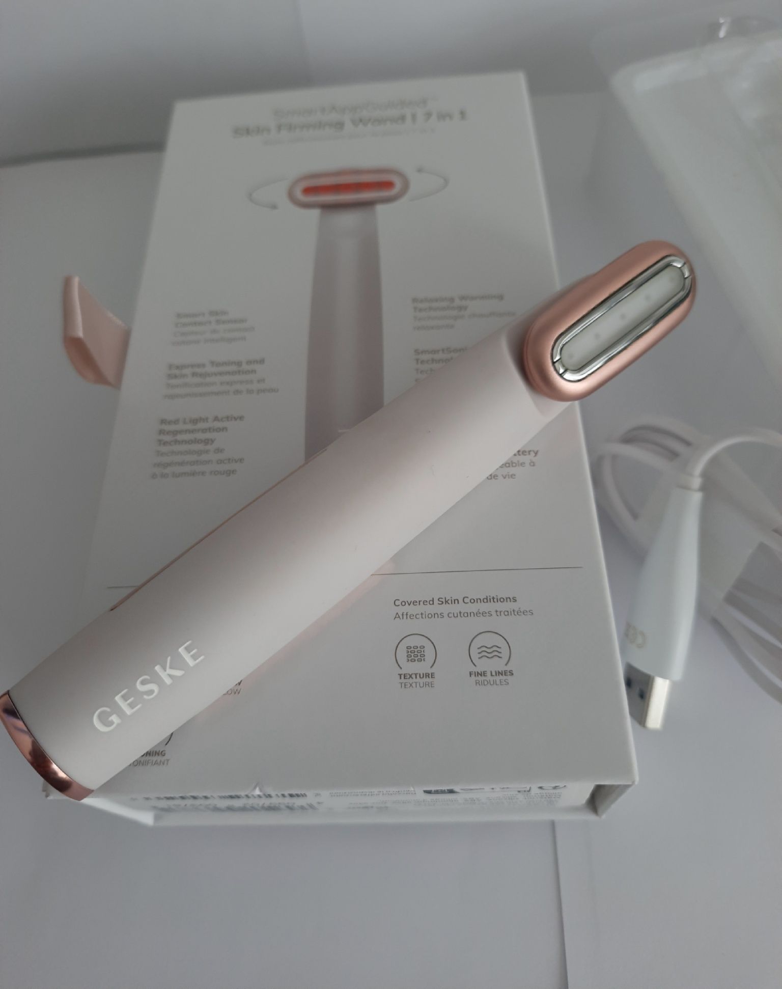 Geske skin firming wand 7in1 lifting masażer obrotowa głowica komplet