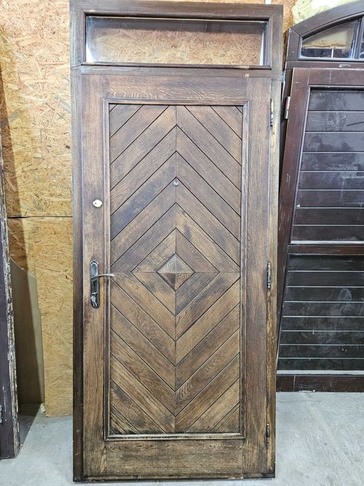 DRZWI Zewnętrzne Dębowe Drewniane Wejściowe z Naświetlem 104x240cm