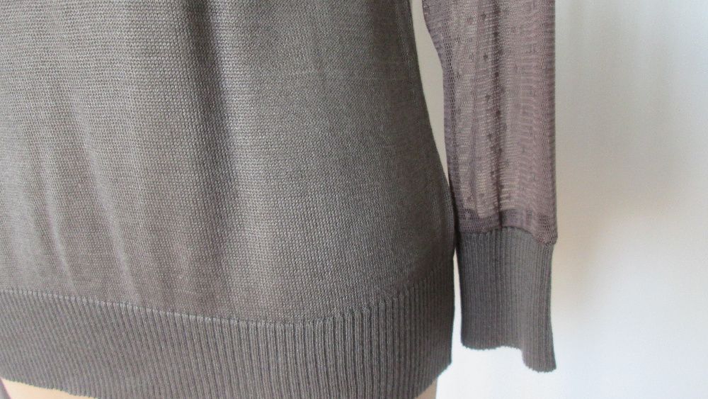 bluzka sweter brąz koronka r.36/38 śliczna!