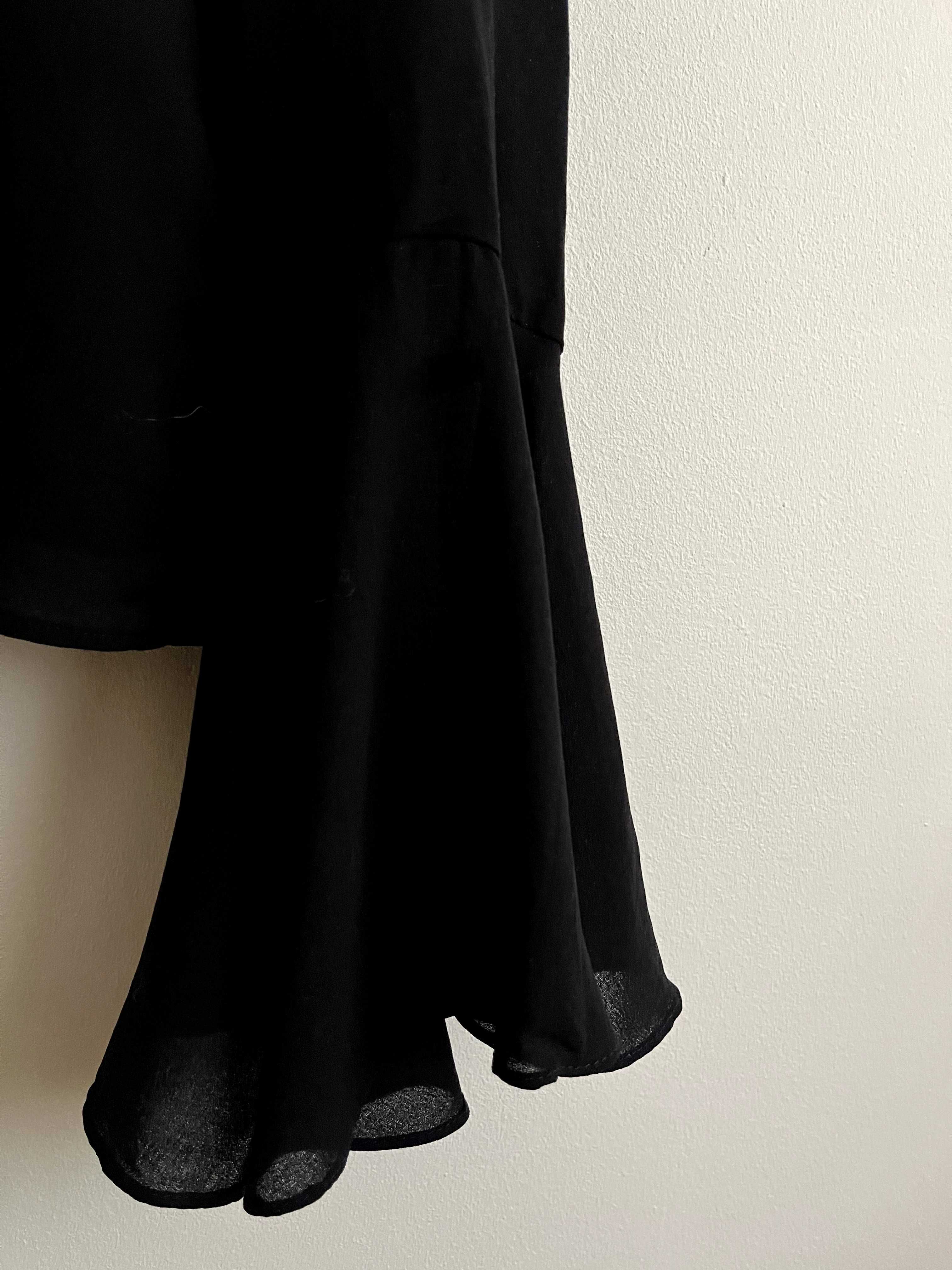 czarna bluzka elegancka z szerokimi rękawami wiązana z tyłu zara xs 34