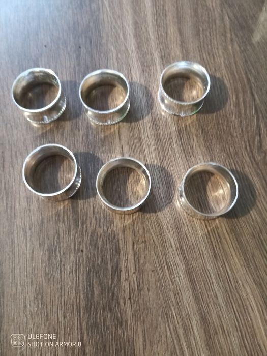 Pierścienie obręcze do serwetek posrebrzane 6 sztuk komplet stare