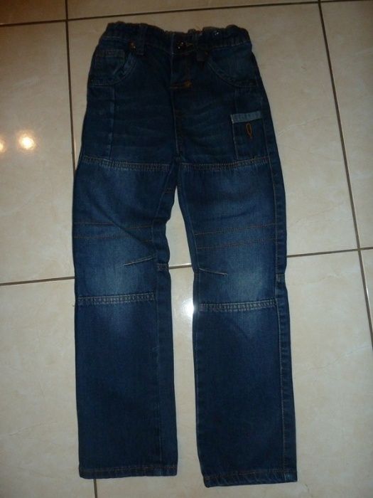 spodnie jeans jasne wstawki 116