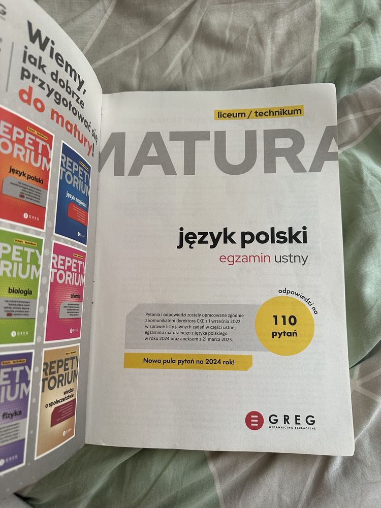 Matura język polski ustny wydawnictwo Greg