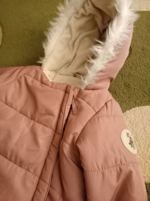 Новий зимовий рожевий комбінезон демісезонний коибінезон шапка з пухом