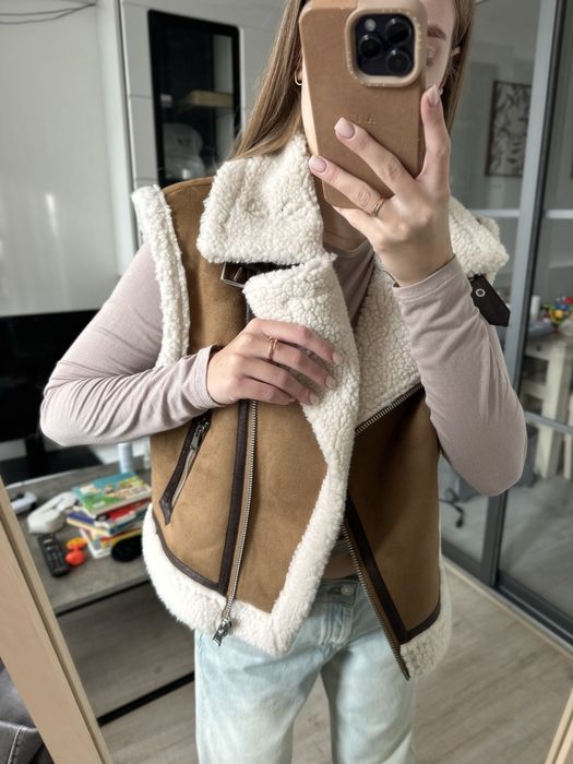 Жилет дубленка авіатор Zara